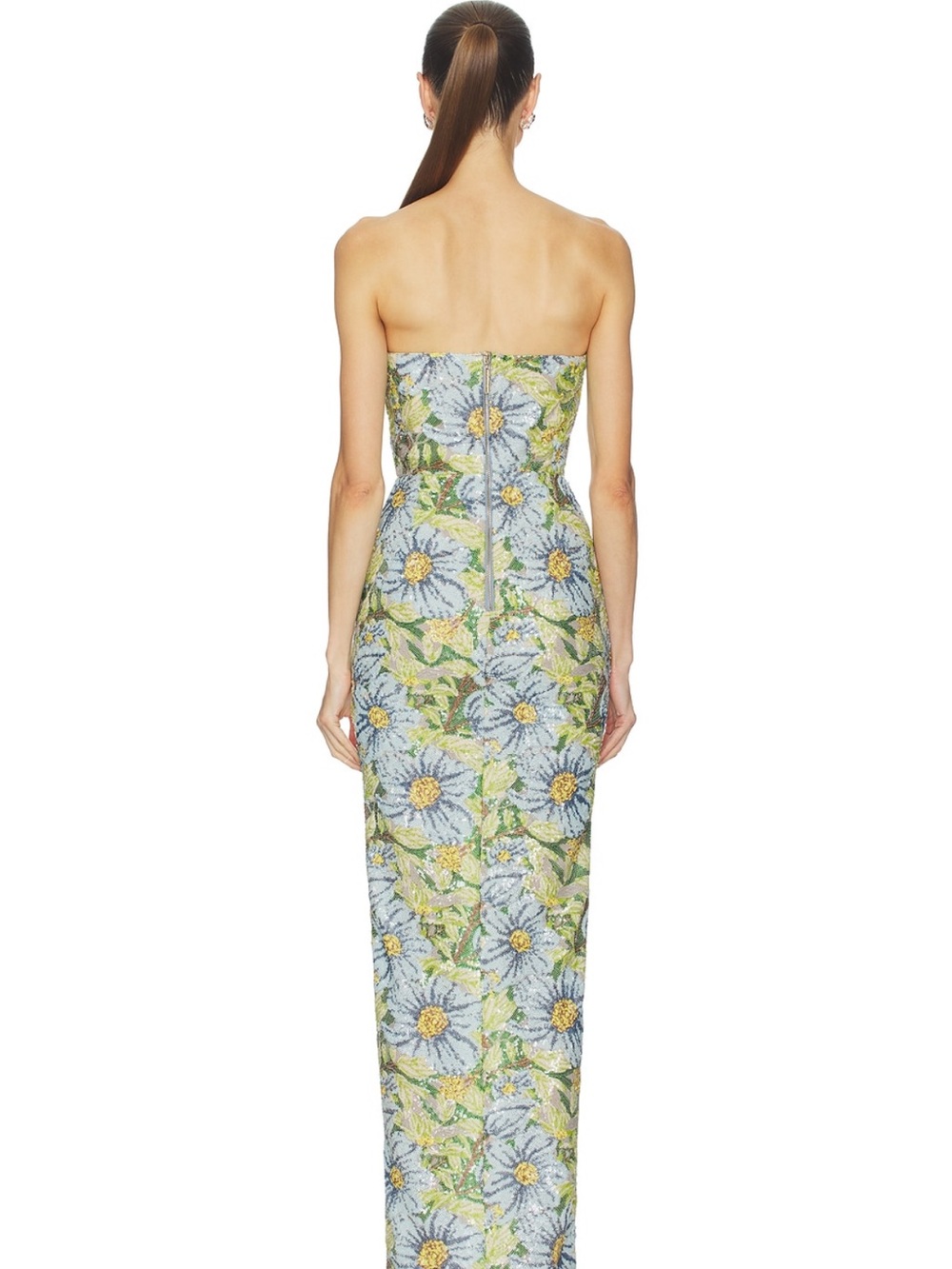 Bronx and Banco Valentina Floral Maxi Dress in Pastel Blue and Yellow - Picture 3 of 4